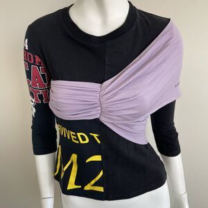 Marine Serre Women's Regenerated Upcycled Asymmetric Graphic Top T-Shirt - Small